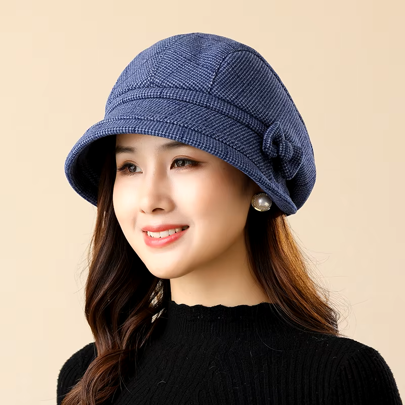Chic Textured Beret with Bow Detail