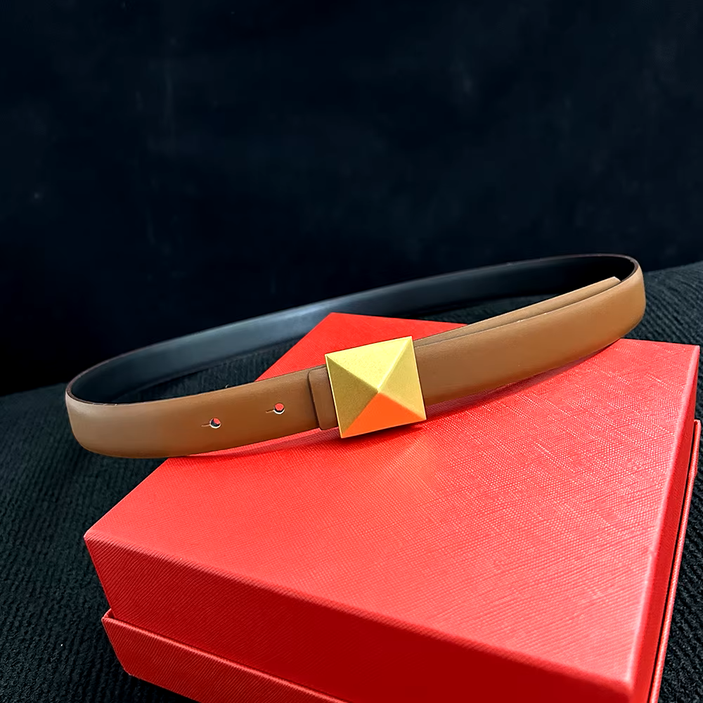 Cowhide Leather Belt with Bold Square Buckle